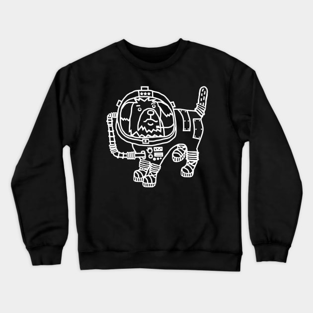 White Line Drawing Space General Astronaut Sci Fi Dog Crewneck Sweatshirt by ellenhenryart